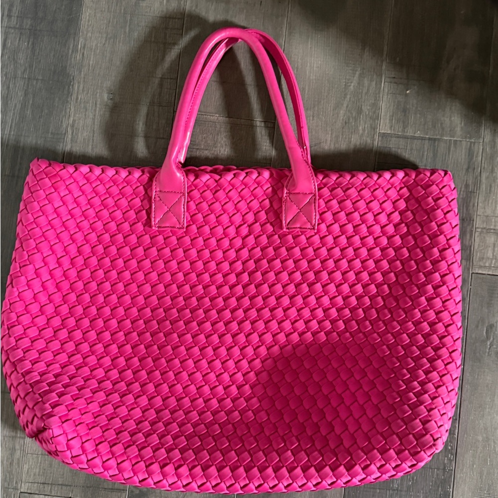 Pink Woven Tote Bag